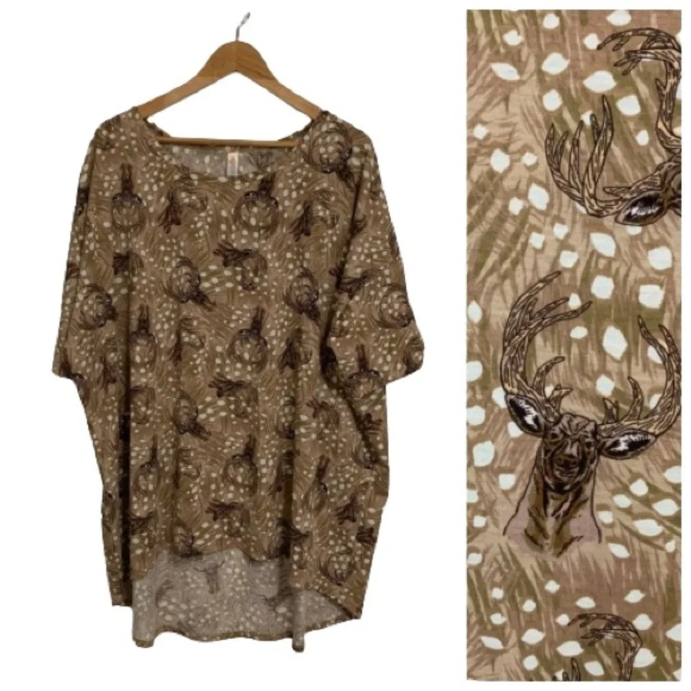 Lularoe Plus Size Deer/Elk Print Irma Tunic Top Size 3X